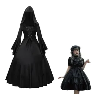 Fashion Vintage Retro Popular Women&#39;s Gothic Dress with Hood Medieval Costume Corset Renaissance Dress Victorian Witch Dress