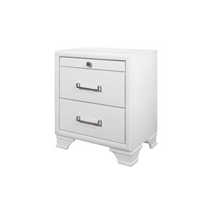 Civic White Nightstand With Two <b>Drawers</b> Modern Bedroom <b>Storage</b> <b>Drawer</b> Unit - Product Image 2