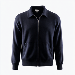 Suéter Cárdigan Minimalista con Cuello en V para <span class=keywords><strong>Hombre</strong></span>, Mezcla de Algodón/Lana, Botones Cubiertos, Transpirable, Antibolitas, Servicio OEM - Product Image 1