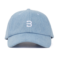 Casquette de baseball sportive imperméable à 6 panneaux avec logo brodé, effet délavé rétro, imitation jean, style 'old dad', motif logo personnalisé