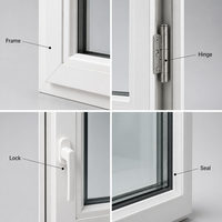Ventana Abatible de PVC de Primera Calidad con Bisagras de Acero Multisección para Casas de Campo, Mansiones y Granjas