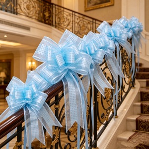Plaid Yarn Tulle Hand-held <b>Garland</b> Five-line Grid Square-patterned Butterfly Pull-up for Grand Openings and Parties - Product Image 3