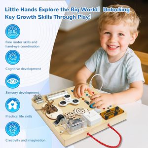 Tavola delle Attività, Giocattolo Montessori per Bambini da 1-4 Anni, Regalo Ideale per Bambini da 1+ Anno, Giocattolo Sensoriale in Legno per Viaggi - Product Image 3