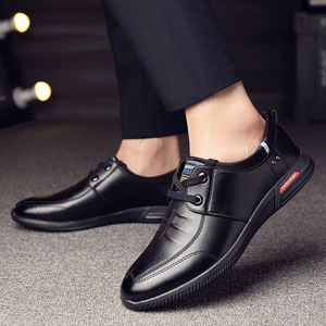 Chaussures en cuir décontractées pour hommes, à talon bas, à lacets, couleur unie, plateforme, pour le loisir et le style tendance - Product Image 2