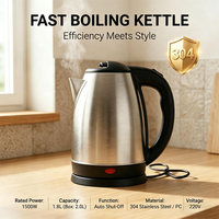 Bouilloire Électrique Portable en Acier Inoxydable 1500W, Vente en Gros Usine, OEM, Arrêt Automatique, Fonction Maintien au Chaud, Utilisation Domestique et Hôtelière