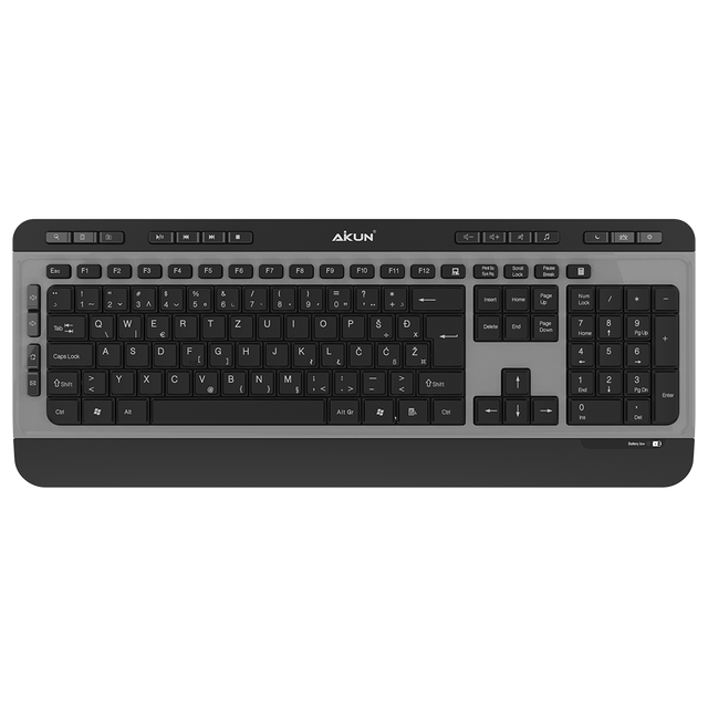 AIKUN AX2900 Office Home Used 2.4G Wireless Membrane Keyboard, Multimedia Keys,USB Dongle,Plug and Play,Slim Design