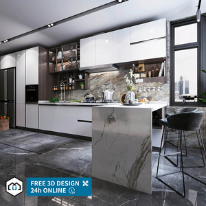 Meubles de cuisine modulaires personnalisés <span class=keywords><strong>George</strong></span> avec comptoirs en stratifié et en résine, meubles de rangement modernes en bois massif - Product Image 1