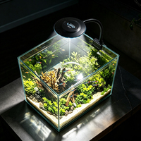 Mini Lampe UFO à Clipser pour Aquarium, Col Flexible, Éclairage LED RGBW Plein Spectre pour Petits Écossystèmes Nano de 0,5 à 5 Gallons