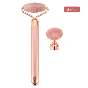 Amazon Chaud 2 EN 1 Rose Quartz Visage Anti-Vieillissement Thérapie Faciale <span class=keywords><strong>Masseur</strong></span> Électrique Vibrant Rouleau de <span class=keywords><strong>Jade</strong></span> - Product Image 2