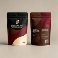 Sacs en aluminium biodégradables personnalisés avec fermeture éclair pour l'emballage de nourriture, de collations, de café, de noix, de bonbons, OEM