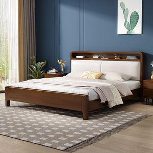 Cama de Madera Maciza de Alta Calidad con Almacenamiento Abierto, Estilo Moderno Minimalista, Solo $88 para Hogares Europeos y Americanos 902 Alta Calidad - Product Image 1