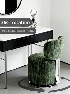 Tamburound Nordic Fabric Swivel Makeup <strong>Stool</strong> with Rotating Backrest for <strong>Bedroom</strong> Dressing Chair - Product Image 3