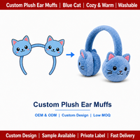 Couvre-oreilles en peluche personnalisés, motif chat de dessin animé, doux, pour l'hiver, conception OEM/ODM sur mesure, cadeaux pour enfants