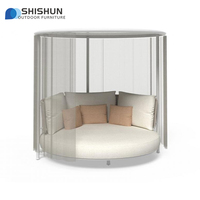 Sofá Cama Circular de Aluminio para Exteriores, Tumbona con Tela Impermeable Ecológica para Uso en Villas y Parques