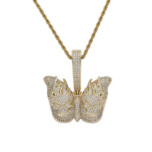 จี้ห้อยคอฮิปฮอปทองแดงฝังเพทายแบบซ้อน จี้รูปปีศาจสำหรับผู้หญิง - Product Image 4