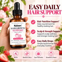 Gouttes liquides pour la croissance des cheveux, saveur fraise, bambou, silice, palmier nain, soin du cuir chevelu, 60 ml