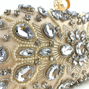 Pochette carrée de luxe tendance en cristal <span class=keywords><strong>pour</strong></span> mariages et soirées, sacs à perles ornés de strass et de diamants avec décorations de perles - Product Image 5