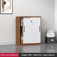 Moderno Armario de Almacenamiento de Acero para Oficina, Ajustable, Ecológico, con 2 Puertas Corredizas, Estantes y Cerradura con Llave, Personalizable para Oficina en Casa o Exterior