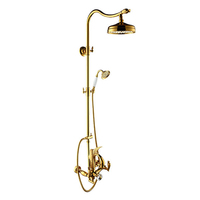 HOMEDEC Ensemble de douche moderne pour salle de bain, finition chromée, avec pommeau de douche supérieur à jet pluie et massage, design cygne doré, et douchette à main, monocommande