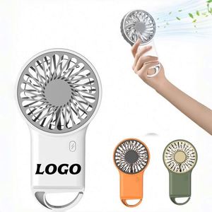 Mini ventilateur portable personnalisé avec logo, rechargeable par USB, silencieux, avec mousqueton, pour bureau, dortoir, extérieur, camping - Product Image 1