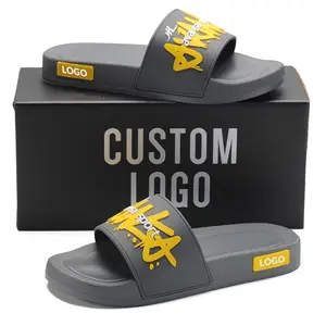 Xsheng OEM Faça Sua Marca Personalizada Slides de Alta Qualidade Personalizado Soft Pvc Unisex Sandálias de Deslizamento Chinelos Homens Chinelos Novo Design 2023