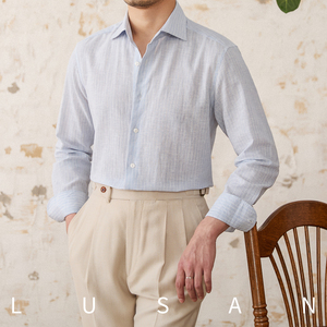 <span class=keywords><strong>Camicia</strong></span> estiva Casual <span class=keywords><strong>a</strong></span> maniche lunghe da <span class=keywords><strong>uomo</strong></span> con colletto unico retrò alla moda per la primavera - Product Image 4