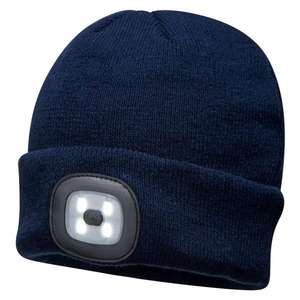 PORTWEST - B029NAR Gorro azul marino con luz LED recargable USB-EAN 5036108287093 ACCESORIOS DE ROPA DE TRABAJO - Product Image 1