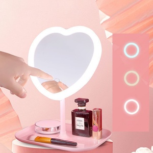 Espejo LED con Forma de Corazón, Espejo de Maquillaje Desmontable, Espejo Cosmético de Viaje con Luces LED para Regalo de Cumpleaños o San Valentín - Product Image 3