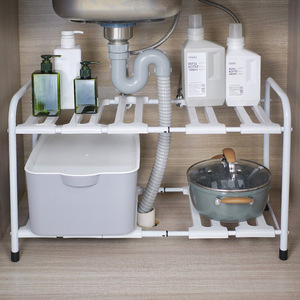 Étagère de rangement pour évier de cuisine, multi-niveaux, extensible, en métal, pour solution de rangement sous l'évier - Product Image 3
