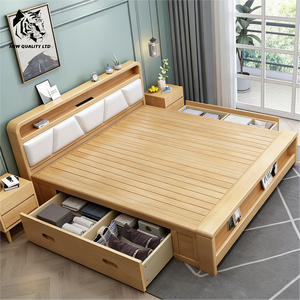 Cama de madera tamaño king de 1.5m, diseño nuevo, muebles de dormitorio ecológicos, con logotipo personalizado, MOQ bajo, al mejor precio de mayorista en China. - Product Image 5