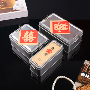 Boîte en métal rectangulaire Master Gu, boîte à dragées pour mariage, boîte à bonbons de style chinois, emballage carré vide, cadeaux de fête - Product Image 1