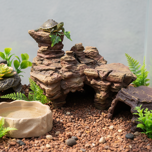 ถ้ำดินเผาขนาดใหญ่สำหรับสัตว์เลื้อยคลาน ที่ซ่อนตัวสำหรับเต่า ตู้เลี้ยงสัตว์น้ำ พร้อมฟิลเตอร์ อุปกรณ์ตกแต่งตู้เลี้ยงสัตว์เลื้อยคลาน ที่หลบซ่อน ถ้ำ ของตกแต่งสถานที่อยู่อาศัย - Product Image 4