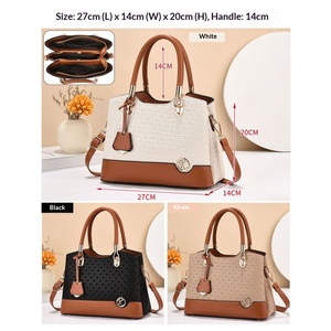 Elegant Large-Capacity Women's Cotton Color-Blocking Multi-Layer Bucket Shape Tote Bag <strong>Shoulder</strong>/Crossbody <strong>Strap</strong> Zipper Closure - Product Image 4