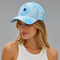 Casquette de baseball personnalisée à 6 panneaux en sergé 100 % coton, motif tie-dye, respirante, imperméable, avec fermeture à boucle en cuivre doré, unisexe, pour l'extérieur
