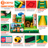Ceyu K-Pop Stage Combo Toboggan Gonflable avec Tunnel en Maille Imprimé Figurines de Stars et Colonne Palmier pour Location de Fêtes d'Enfants