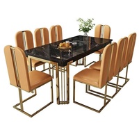 Ensemble de table et chaises de banquet de haute qualité, plateau en marbre durable, moderne, blanc, 6 places, solide, pour salle à manger et hôtel