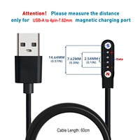 Câble de charge magnétique en cuivre pur USB 2.0 à 2 ou 4 broches (4P-7.62mm) pour montre connectée - Vente en gros usine