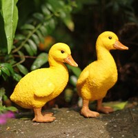 Statue de petit canard jaune en résine personnalisée pour la décoration de jardin, étang, adorable petite figurine de canard