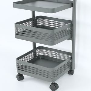 Carrito de Almacenamiento Multiusos con Ruedas Giratorias de Tres Niveles, Estante Doméstico Ajustable, Carrito con Freno de Hierro y Material PP - Product Image 4