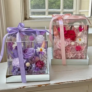 Rose éternelle Qixi Day, fleurs de jardin d'été, boîte à fleurs créative en acrylique pour la fête <span class=keywords><strong>des</strong></span> mères, anniversaire, Chine, 18*18*22 cm - Product Image 3