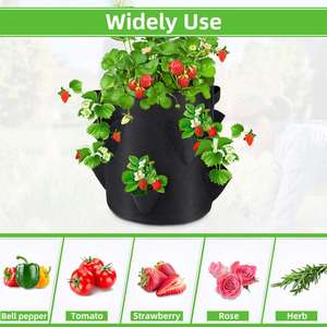 Sac de culture robuste réutilisable pour jardinage, 10 gallons, en tissu feutré, pour fraises, avec 8 poches - Product Image 3