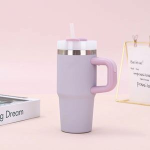 Stainless Steel <b>Kids</b> 14oz Vacuum Drinking Tumbler with Straw Lid Handle Portable Travel Cup - Product Image 1