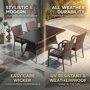Juego de Mesa y Sillas de Ratán para Patio, Moderno y Minimalista, 4 Plazas, Portátil, para Exteriores, con Mesa de Centro <span class=keywords><strong>Pequeña</strong></span>, para Balcón y Cafetería, 2026 - Product Image 4