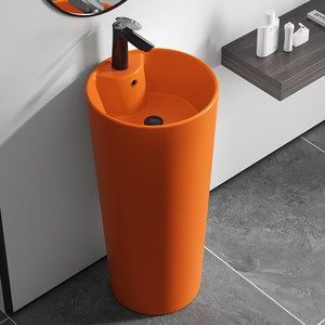 Lavabo <span class=keywords><strong>colonne</strong></span> en céramique couleur mate intégré au sol pour extérieur, cour, balcon, toilettes, lavage des mains - Product Image 5