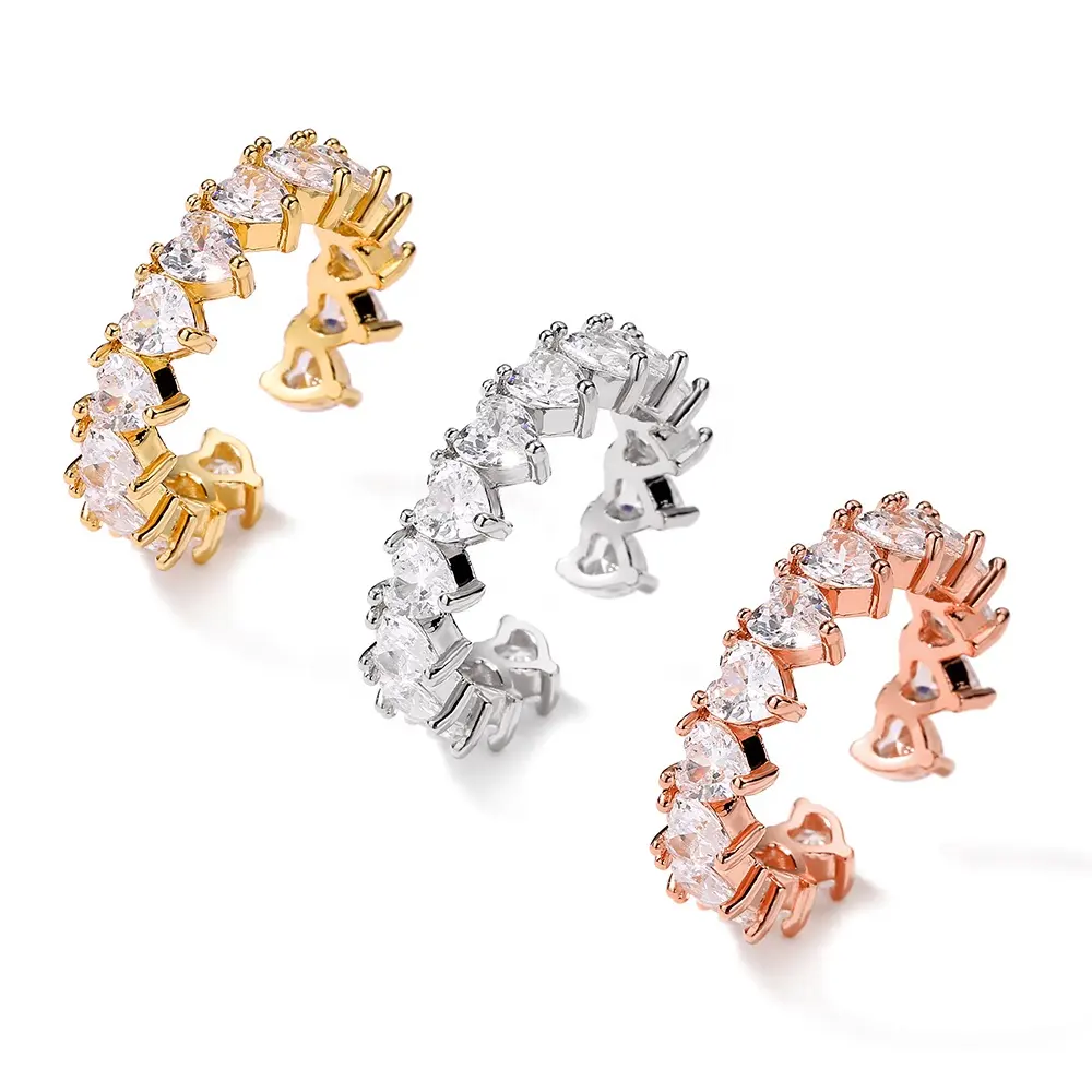 RAKOL RP2324 оптовая цена циркониевые паве кольца для женщин не тускнеющая багета 18k позолоченные кольца из нержавеющей стали ювелирные изделия