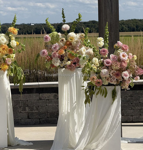 Rosas Artificiales de Seda, Hortensias en Rosa, Rojo y Verde, Rosas Rosadas, Bola de Flores Blancas, Centro de Mesa para Decoración de Bodas - Product Image 6