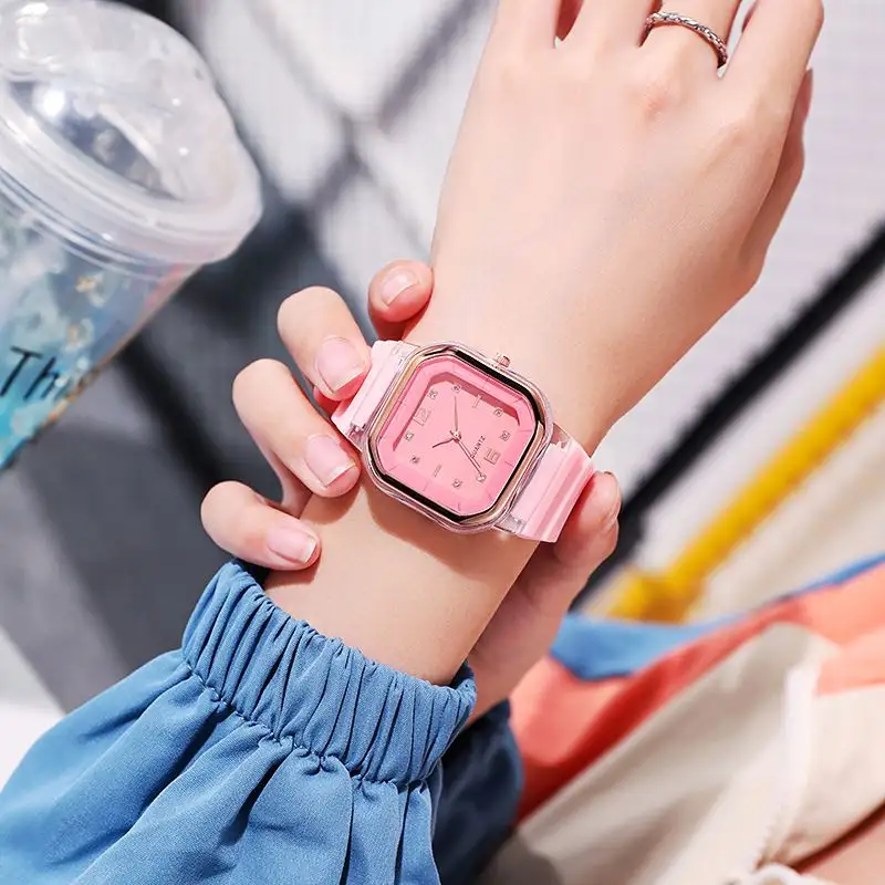 Fashion Wholesale Silicone Strap Women's Watches Square Shape Digital Watch quartz watches