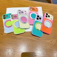 Nouvelle Arrivée Coque de Téléphone en Verre Dopamine Color-Block avec Béquille Magnétique Intégrée Housse de Protection pour iPhone 18 Pro Max 17 16