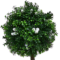 Grosir pohon topiary buatan pohon bunga putih buatan pohon boxwood bola pohon buatan untuk dekorasi luar ruangan dalam ruangan
