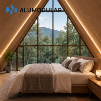 Maison préfabriquée en ossature métallique, maison modulaire préfabriquée, revêtement en aluminium, entièrement meublée, clé en main, fournisseur de villas de glamping
